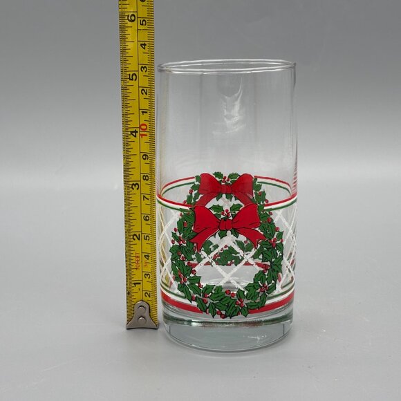 Vintage LSTC 1988 Christmas Wreath Drinking Glasses (Set of 6) – Mid Century - Picture 4 of 7